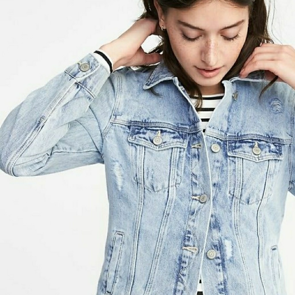 Distressed Denim Jacket for Women